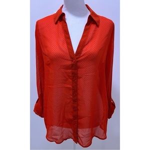 Outback Red Sheer Red Polka Dot Blouse